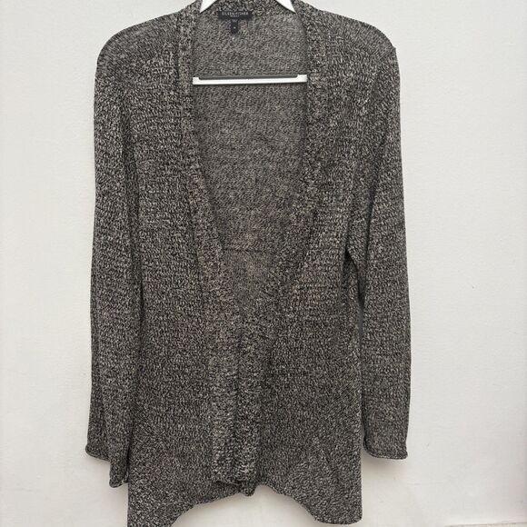 Eileen Fisher Sweaters - Eileen Fisher Linen Blend Open Front Cardigan Sweater Beige, Black‎ Woman’s 1X